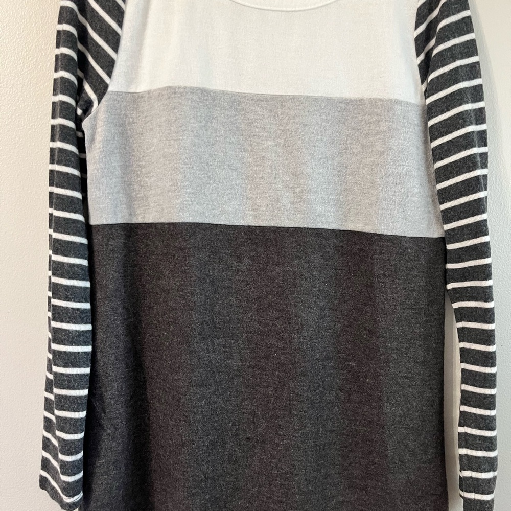 Striped Long Sleeve Color Block Top